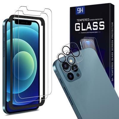 China Cell Phone 9H Full Touch Super Body Glass Screen Protector For iPhone 12 Pro Screen Max 13 Front And Rear Camera Lens 2+2 Bundles for sale