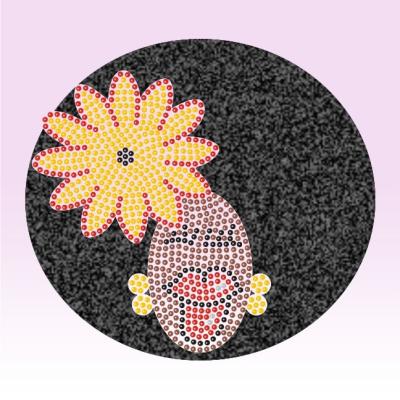 China Lady Afro Transfer Flatback Personality Hair Girl Rhinestone Transfer Iron On Pattern for sale