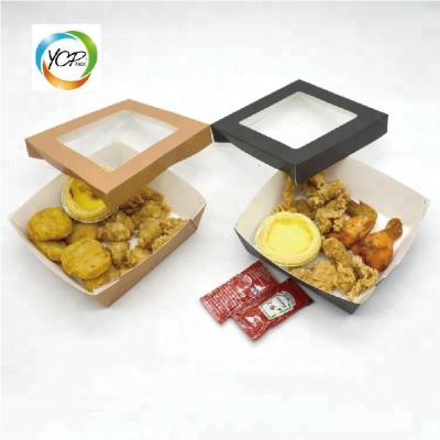 China Disposable Compostable Eco Friendly Custom Paper Salad Box With PET Window for sale