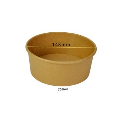 China Disposable Take Away Large Paper Soup Rolls Biodegradable Kraft Paper Salad Bowl 21oz 24oz 32oz Disposable for sale