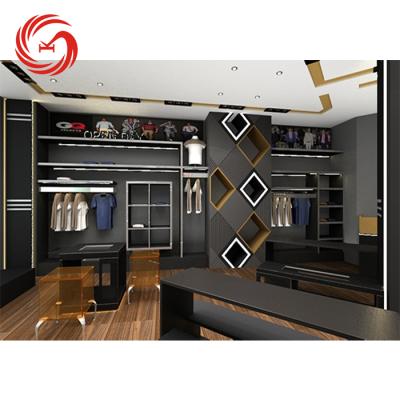 China Concise And Easy Install Modern Wooden Retail Rack Men's Clothing Store Interior Design for sale