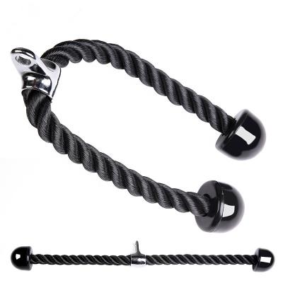 China Heavy Black Gym Double Grip Strength Training Fitness Capacity Tricep Nylon Rope for sale