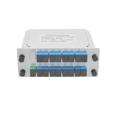 China Telecom Network UPC Factory Supply Network SC PLC 1*16 Cassette Optical Fiber Optic Splitter for sale