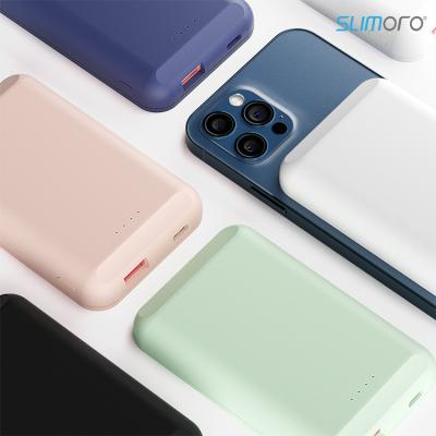 China Slimoro 5000mah 10000mah QI 20W Max Wireless Power Banks Charging Support Portable Fast Charging Lightweight Magnetic Power Bank for sale