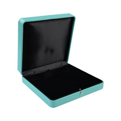 China Zebo Brand Jewelry Box Creative Design PU Eco-friendly Hot Selling Leather Pendant Box With Button Ring Box Blue Color With Custom Logo for sale