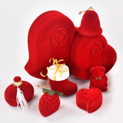 China Red Strawberry Christmas Jewelry Gift Boxes Jewelry Packaging Boxes Custom Ring Storage Case Jewelry Box Ring Protector Flocking Box Offer Velvet for sale