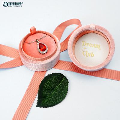 China Luxury Rose Circle Design Jewelry Packaging Gift Boxes With Velvet Wholesale Ring Boxes Jewelry Packaging Insert Boxes With Logo Hot Stamping for sale