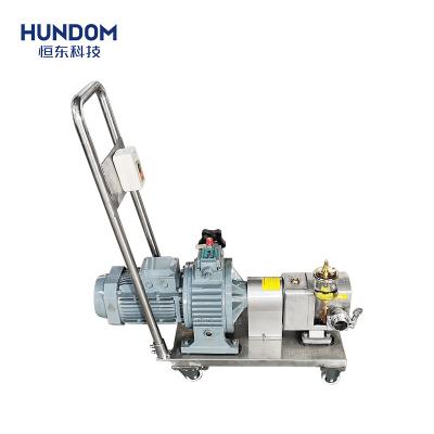 China Automotive Industry HUNDOM Beverage Transfer Pump Stainless Steel Sanitary High Pressure Rotary Lobe Pump With Trolley for sale