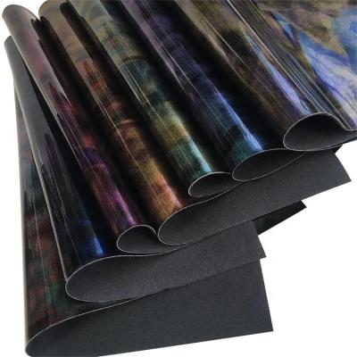 China Shoe Hologram Material Waterproof High Shinning Faux Leather Fabric for sale