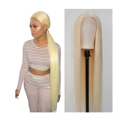 China 200% Grade 40inch 38inch 36inch 34inch 32inch Natural Top Swiss Lace Wig Blonde Pre Plucked Lace Closure Wigs 613# 4x4 Lace Closure Wigs for sale