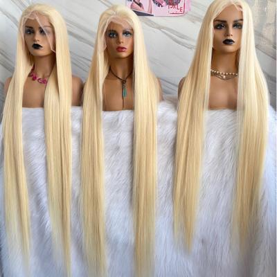 China Natural Hairline Pre Plucked 38 Inches 40 Blonde Transparent Hair 13x4 Lace Front Wigs Virgin Hair Color Wig 613 Inch Long Hair Body Wave For Black Women for sale