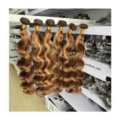 China With Good Maintenance Can Last 18-24 Months 12a Highlight #4 And Brazilian Virgin #27 Cuticle Aligned Hair Bundles Extension Weft With Super Thin 5*5 Hd Lace Closure for sale