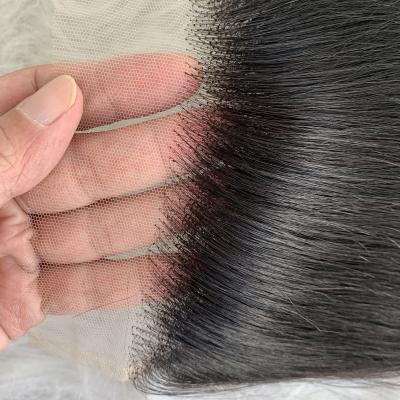 China Pre Plucked Hairline With Cheap Transparent Bleached Frontal Hair Straight 4x4 Lucky Knots Color Closure Human Hair Natural Black Swiss Lace Baby Hair for sale