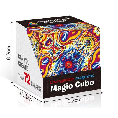 China 3D magnetic magic cube puzzle is good education toys for kids colorful cartoon card DIY item box magnetic style packing games children for sale