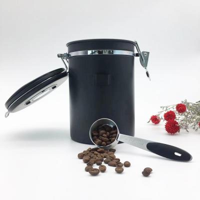 China Home Viable Kitchen Use Food Grade Stainless Steel Storage Coffee Beans Airtight Canister With Spoon for sale