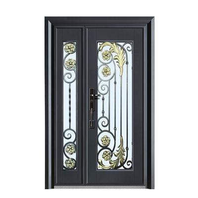 China Latest Hot Sale Modern Steel Glass Door 2050X900X90mm Home Glass Steel Door for sale