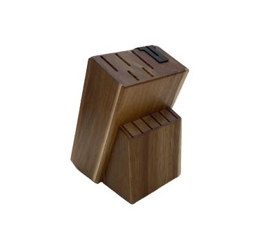 China Sustainable Acacia Wood Kitchen Knife Storage Block With Sharpener Sharpening Steel for sale