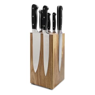 China Acacia Wood Viable 4 Lots Multi Side Standing Knife Four Side Strong Magnetic Knife Block for sale