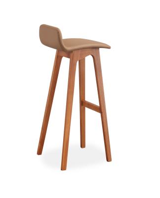 China Eco-friendly Modern Commercial Leather Barstool Wood Legs PU High for sale