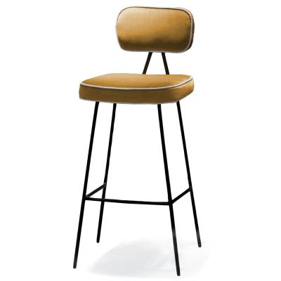 China Comfortable Bar Stool Metal Style Bar Chair Contemporary Nordic Velvet Counter Chair With Back for sale