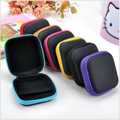 China Factory Wholesale Water Proof Shockproof Data Cable Storage Bag Square EVA Composite Material Zipper Earphone Bag for sale