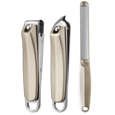 China Safety New Arrival Pack 3 Stainless Steel Manicure Care Tool Black Nail Clippers Cutter Set With Storage for sale