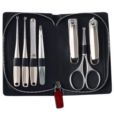 China Safety New Arrival 7 Pieces Stainless Steel Nail Care Tool Luxury Nail Clippers Manicure Set With PU Pouch for sale