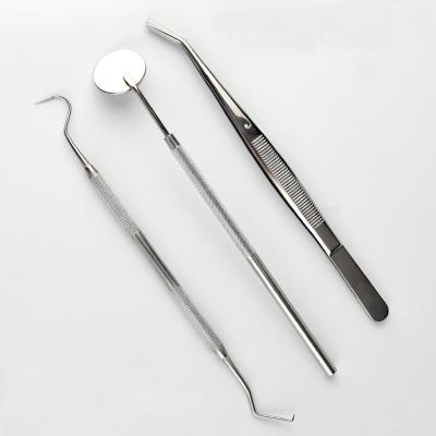 China High Grade 3pcs Stainless Steel Home Dental Mouth Scaler Forceps Anti Fog Mirror Dental Care Kit for sale