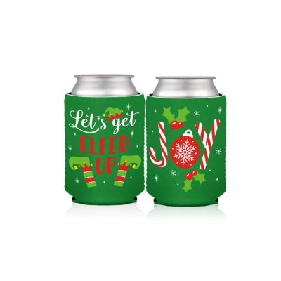 China Waterproof 12 Ounce Christmas Can Cooler Sleeves Funny Neoprene Beer Can Covers For Christmas Party Supplies Custom for sale