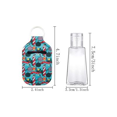 China Gift 1 OZ/30ml, 2 OZ/50ml Hand Sanitizer Holder Promotion/Business Neoprene With Metal Ring Reusable Bottles Sleeve Keychain for sale