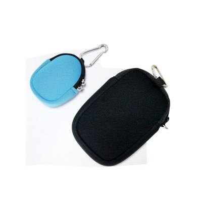 China Waterproof Mini Zipper Pouch With Hanging Carabiner Neoprene Coin Bag Storage Carry Bag for sale