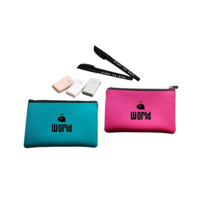 China School Office Simple Pen Bags Pencil Filter Holder For Office School Promotion Gift Custom Neoprene Coin Key Purse Pen Pouch With Zipper for sale