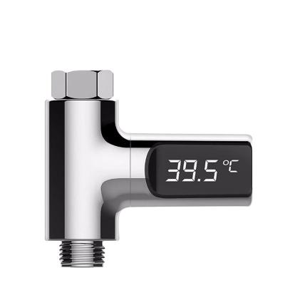 China ABS(Electroplating)+PC LED Display Water Temperature Meter Monitor Electricity Shower Celsius Thermometer 360 Degree Rotation Flow Self-Generating for sale