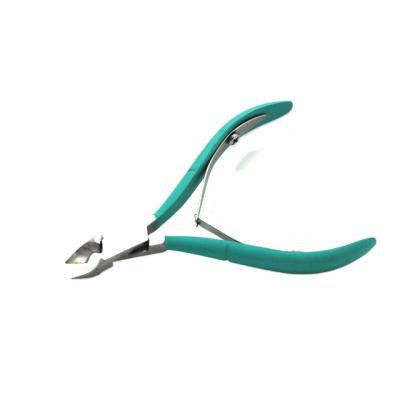 China Hard Pointed Plastic Cuticle Nipper Handle Green Color Cover Device for sale