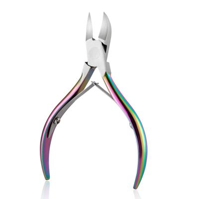 China Hard Titanium Color Nail Nippers Cuticle Nippers Plating Nails 10cm for sale