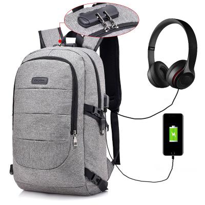 China Waterproof Men Tear Resistant Lady Bags Travel Anti Theft Fabric USB Smart Laptop Backpack With Combination Lock for sale