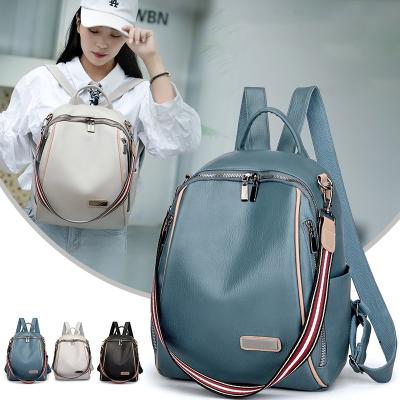 China New Product Custom Logo 2022 Fashion Ideas Women Large Capacity PU Shoulder Bags Ladies Anti-theft Soft Leather Backpack for sale