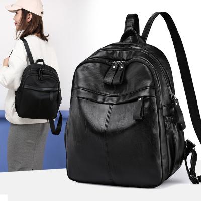 China 2022 Trends Anti-theft High Quality Ladies Bag Travel Backpack Simple Lightweight Black Mini Leather Backpack For Teenager Girls for sale