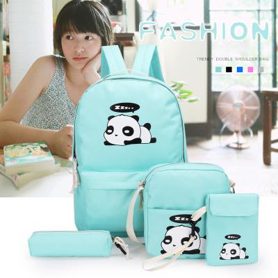 China Wholesale Cute Waterproof Panda Pattern Waterproof School Bag Set Oxford Fashion Women College Stationery Supplies Backpack for sale