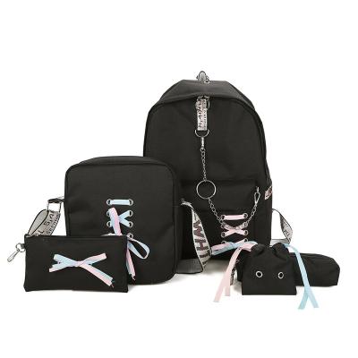 China Tear Resistant Stylish High Quality Canvas Fabrics 2022 Sexy 5 Piece Set School Bag Teens Girls College Backpack for sale