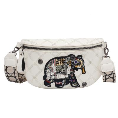 China Water Proof Elephant Embroidery Korean Style PU Leather Women Fanny Pack Crossbody Waist Bag Waterproof for sale