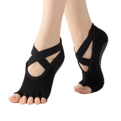 China New Strap Halter Socks Yoga Glue Sports Ballet Dance Fingerless Non-Slip Socks QUICK DRY Non-Slip Yoga Socks for sale