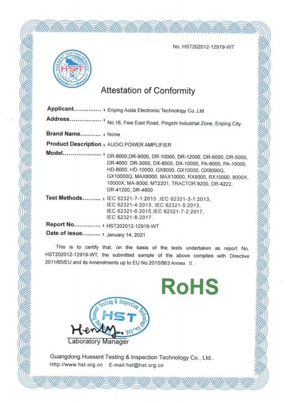 RoHS - Enping Aoda Electronic Technology Co., Ltd.