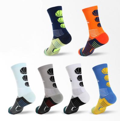 China Breathable Anti - Sweat Soccer Printed Embroidery Cotton Cushion Custom Logo Sport Compression Crew Socks Men Women for sale