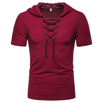 China Breathable Men's Casual Sports Ties Short Sleeve Summer Sportswear Loose Mesh Hooded Breathable T-Shirt for sale