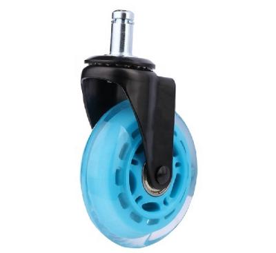 China 3 Inch Lightweight Blue Transparent Sheave Polyurethane High Load Bearing Casters for sale