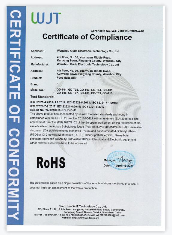 RoHS - Wenzhou Gude Electronic Technology Co., Ltd.