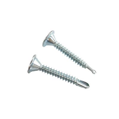 China Flat Carbon Steel With Galvanized Self-Drilling Flat Head Screws With 4 Seeds for sale