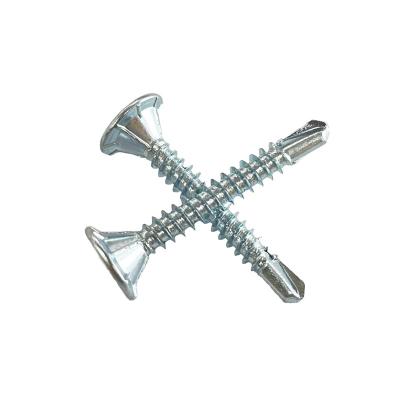 China Good Quality Carbon Steel Flat With Galvanized Phill Drive Flat Head Self-Drilling Screws With 4 Seeds Under Head for sale