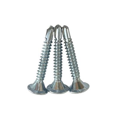 China Phill Drive Flat Head Flat Head Self-drilling Screws with 4 Seeds Under Galvanized Head for sale